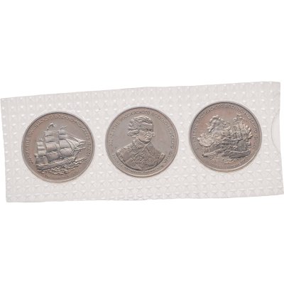 купить Набор памятных медалей (жетон) 300-летие российского военно-морского флота: Линейный корабль "Святой Павел" 1794, Князь Г.А. Потемкин-Таврический, Чесменское сражение 1770 М,Д, 1993 г.