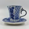 Купить Чайная пара из кружки и блюдца (в подборе), Гжель, росп. Мухин Ю. М., фарфор, роспись, Российская Федерация, 1996-2015 гг.