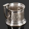 Купить Подстаканник "С Днём Ангела", латунь, серебрение, Norblin & Co (Норблин), Российская империя, 1896-1905 гг.