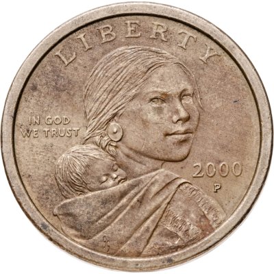 купить США 1 доллар (dollar) 2000 P Sacagawea dollar (Сакагавея доллар - парящий орёл) знак монетного двора "P" - Филадельфия