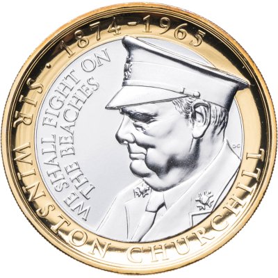 купить Гибралтар 2 фунта 2015 "50-я годовщина со дня смерти Уинстона Черчилля /Мы будем сражаться на пляжах/"