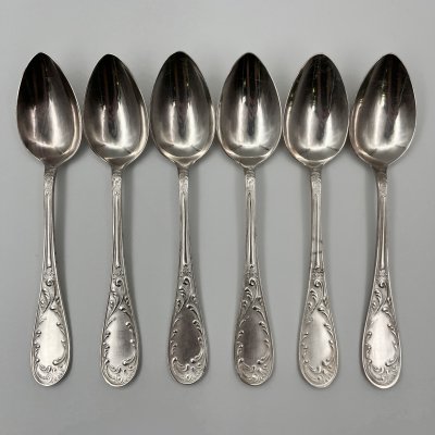 купить Набор столовых ложек "Пламя" (6 шт.), мНЦ (медь-никель-цинк), Кольчугинский завод цветных металлов, СССР, 1960-1990 гг.