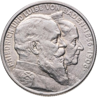 купить Германская Империя, Баден 2 марки (mark) 1906 "50 лет свадьбе Фридриха I и Луизы Прусской"