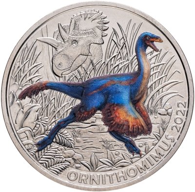 купить Австрия 3 евро 2022 "Динозавры - Орнитомим" в капсуле