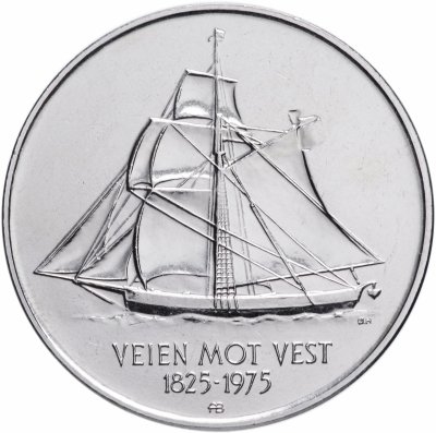 купить Норвегия 5 крон 1975 "150 лет иммиграции в Америку"