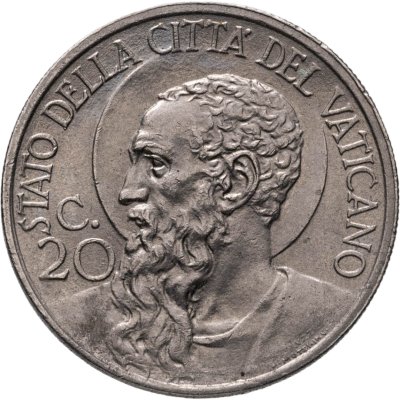 купить Ватикан 20 чентезимо (centesimi) 1934