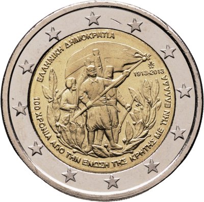 купить Греция 2 евро (euro) 2013 "100 лет воссоединения с Критом"