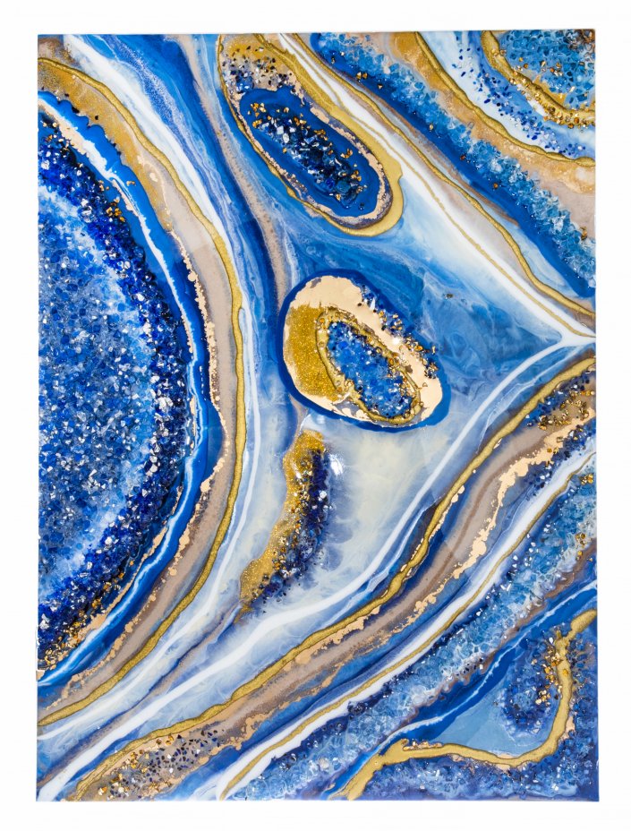 купить Панно настенное "Солнечный океан",  авторская ручная работа в технике Resin Art, глянцевое 3D покрытие, натуральный камень, Россия, 2020 г.