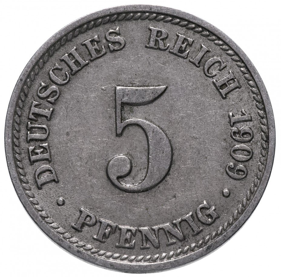 купить Германия 5 рейх пфеннигов 1909 "D"