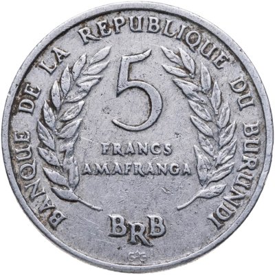 купить Бурунди 5 франков (francs) 1968