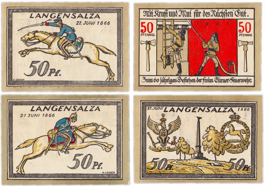 купить Германия (Лангензальца) набор из 4 нотгельдов 1921 (солдатский лагерь военнопленных)