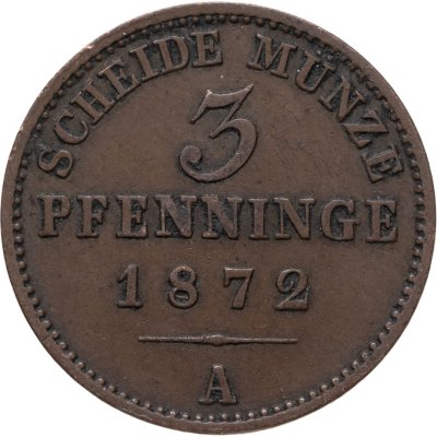 купить Германия, Пруссия 3 пфеннинга 1872