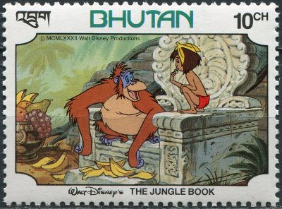 купить Бутан Почтовая марка 1982 "Маугли и король Луи"