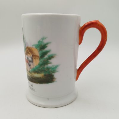 купить Кружка с изображением забавной сценки, фарфор, роспись, Франция, 1930-1970 гг.