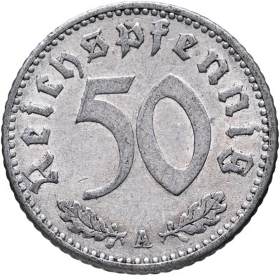купить Германия, Третий рейх 50 рейхспфеннигов 1935, знак монетного двора "A" — Берлин