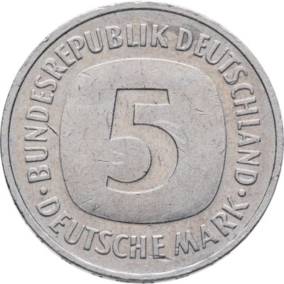 купить Германия, ФРГ 5 марок 1990, знак монетного двора: "F" - Штутгарт