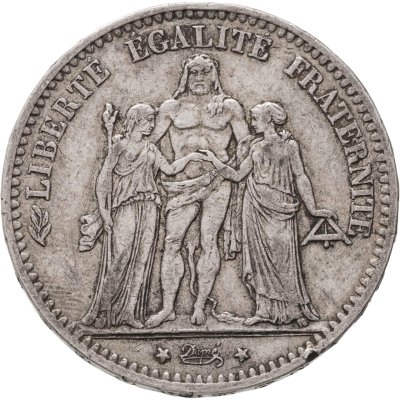 купить Франция 5 франков 1876, знак монетного двора: "K" - Бордо