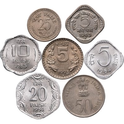 купить Индия набор 7 монет 1963-1993