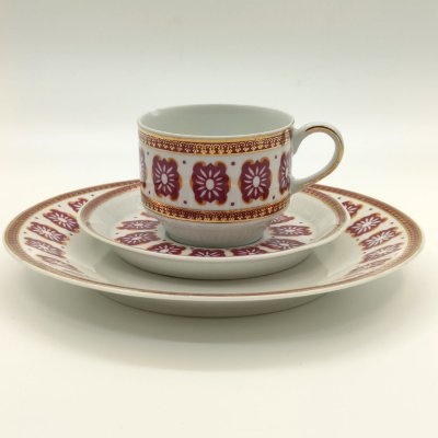 купить Трио кофейное с цветочным декором, фарфор, деколь, золочение, Cmielow, Польша, 1950-1970 гг.