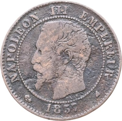 купить Франция 2 сантима (centimes) 1857 K знак монетного двора: "K" - Бордо