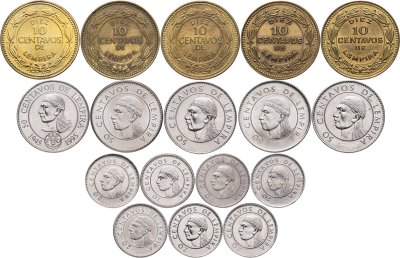 купить Гондурас набор монет 10, 20, 50 сентаво 1976-2012 (17 штук)