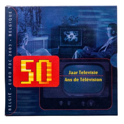 купить Бельгия 2003 официальный набор евро из 8 монет и жетона в буклете "Телевидение"