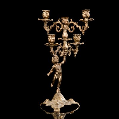 купить Канделябр на фигурном основании в виде путти, рассчитанный на 5 свечей, металл, литье, Европа, 1980-2000 гг.