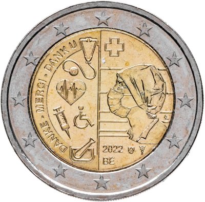 купить Бельгия 2 евро 2022 "Здравоохранение во время пандемии COVID-19 Доктор"