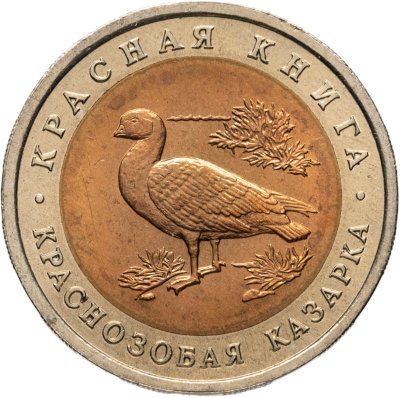 купить 10 рублей 1992 ЛМД краснозобая казарка