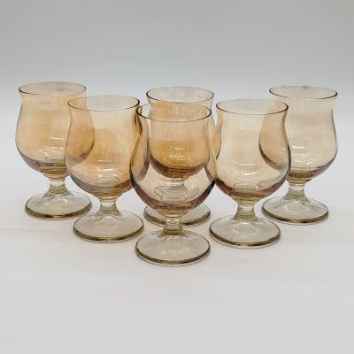 купить Набор из шести рюмок медового оттенка, стекло, люстр, СССР, 1970-1990 гг.