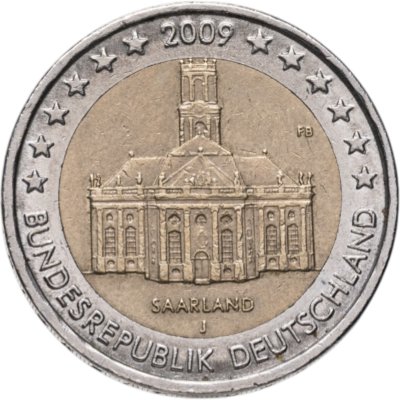 купить Германия 2 евро 2009 "Федеральные земли Германии - Церковь Людвига в Саарбрюккен, Саар"