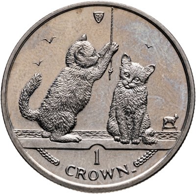 купить Остров Мэн 1 крона (crown) 2001 "Кошки - сомалийская кошка"