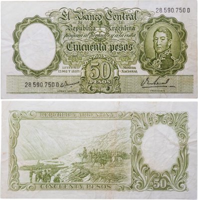 купить Аргентина 50 песо 1968 - 1969 год