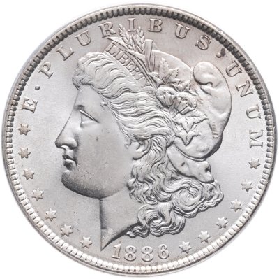 купить США 1 доллар (dollar) 1886 Доллар Моргана без обозначения монетного двора в слабе MS64 ANACS