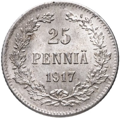 купить 25 пенни (pennia) 1917 S гербовый орел без короны Российская Финляндия
