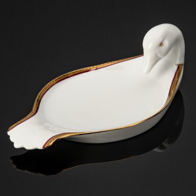 купить Блюдо сервировочное в виде утки, фирма Nach&Cach Limoges France, фарфор, деколь, золочение, Франция, 1970-1990 гг.
