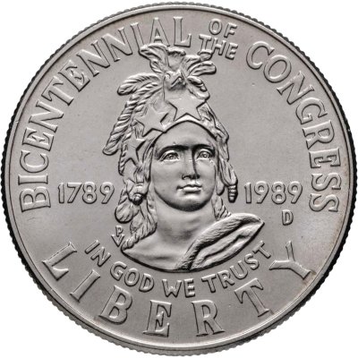 купить США 50 центов (1/2 доллара, half dollar) 1989 D "200 лет Конгрессу США"
