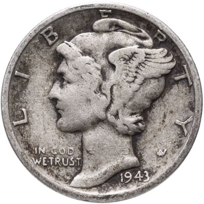 Купить США 10 центов (дайм, one dime) 1943 Mercury Dime D