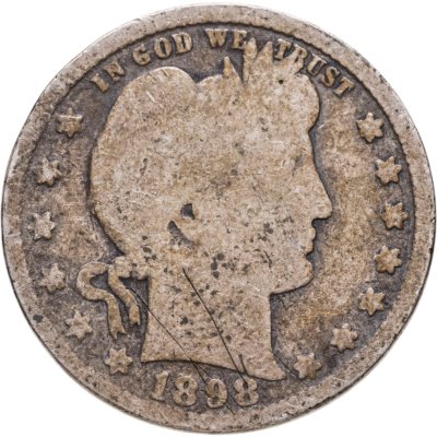 купить США 25 центов (квотер, 1/4 доллара, quarter dollar) 1898 Без отметки монетного двора