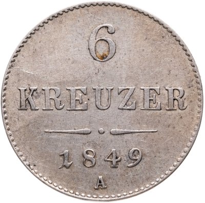 купить Австрия 6 крейцеров (kreuzer) 1849, знак монетного двора "A" - Вена