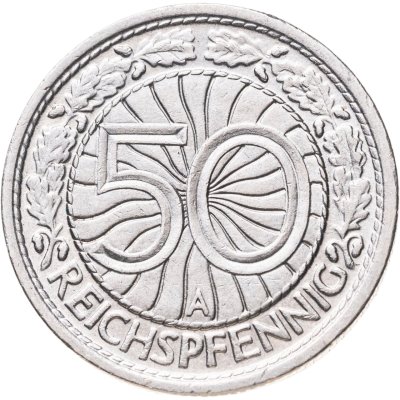 купить Германия 50 рейхспфеннигов (reichspfennig) 1937, знак монетного двора "A" — Берлин