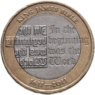 купить Великобритания 2 фунта (pounds) 2011 "400 лет Библии Короля Якова"