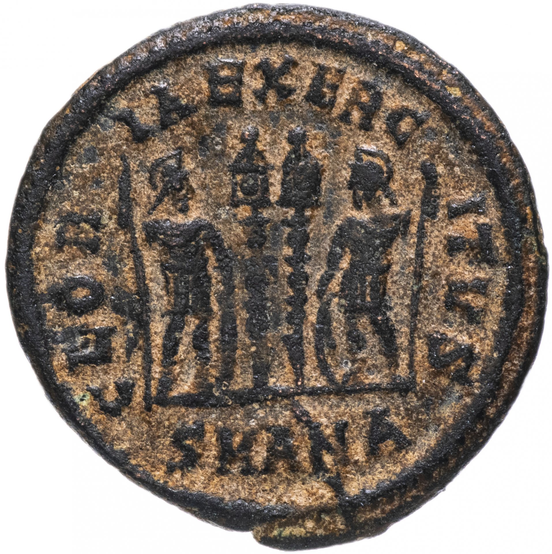 Римская Империя нуммий. 1 Нуммий Константина Великого. Римская Монетка семья Константина 1 Великий.