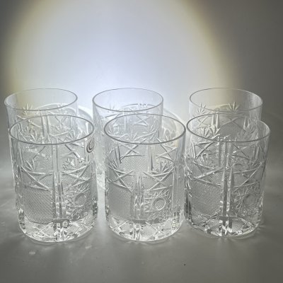 купить Набор из 6 стаканов с резным геометрическим декором, хрусталь, алмазная грань, Хорватия, 1980-2000 гг.