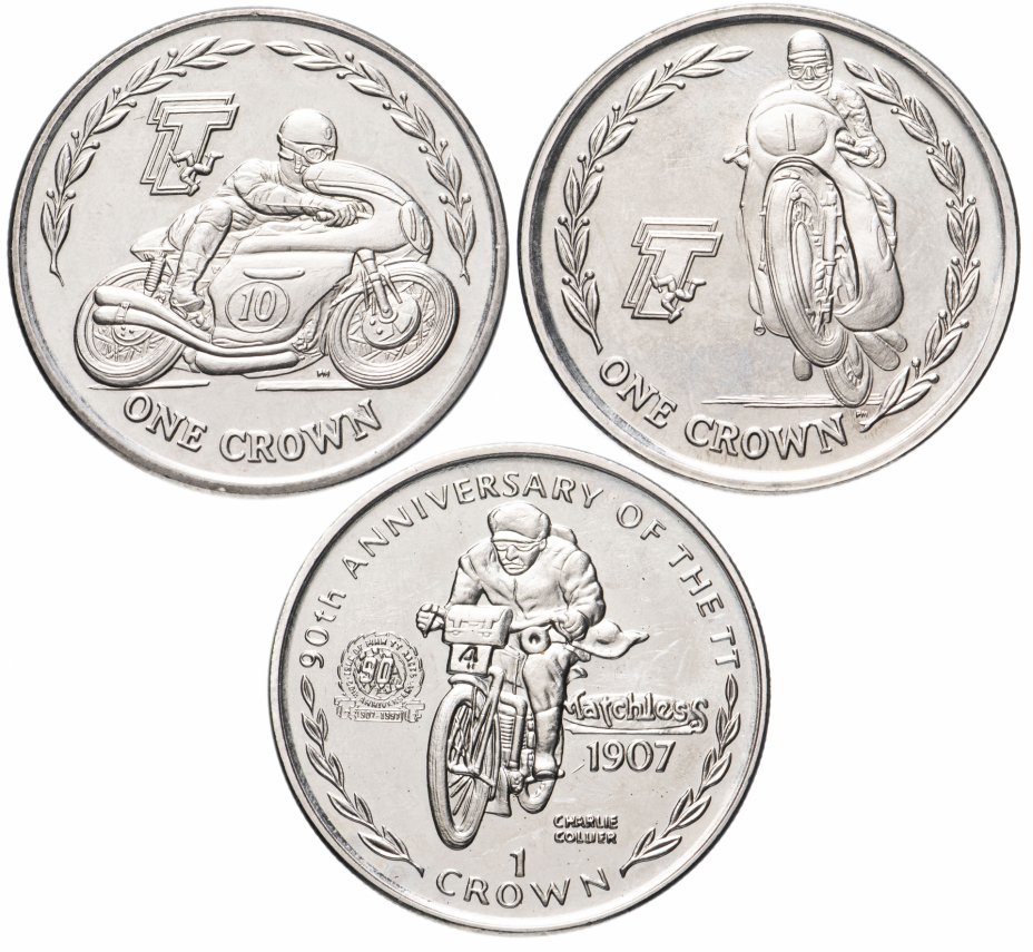 купить Остров Мэн набор из 3-х монет 1 крона 1997-2005