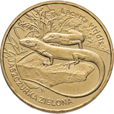 купить Польша 2 злотых 2009 [KM#Y.678] Европейская зеленая ящерка