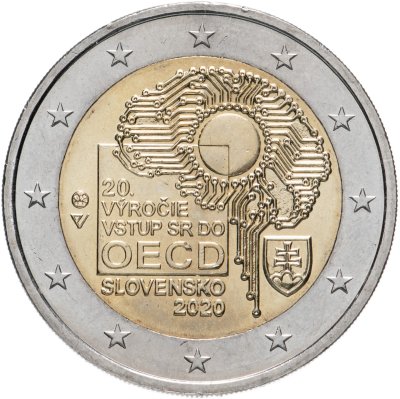 купить Словакия 2 евро 2020 "20 лет вступлению Словакии в ОЭСР"