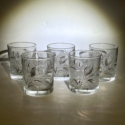 купить Набор из 5-ти стаканов, украшенных растительным декором, стекло, золочения, Российская Федерация, 2000-2010 гг.