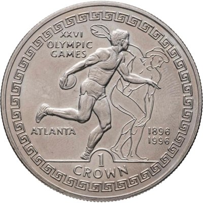 купить Гибралтар 1 крона (crown) 1995 "XXVI Летние Олимпийские игры, Атланта 1996 - Метание диска"