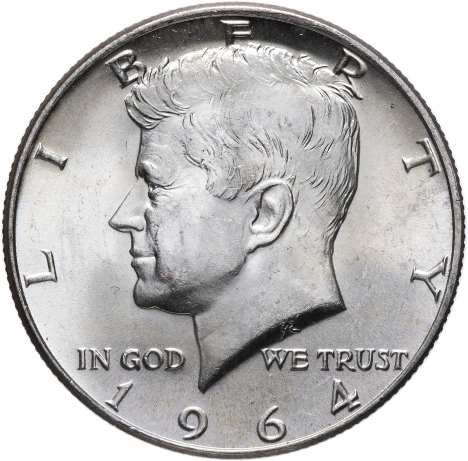 купить США 1/2 доллара (half dollar, полдоллара, 50 центов) 1964 "Кеннеди" без знака монетного двора